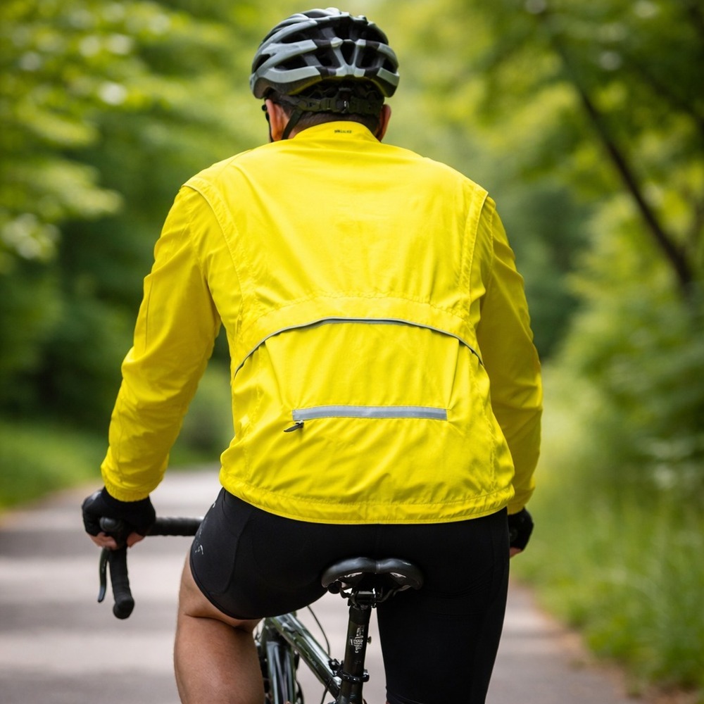 CANARI Cycling Jacket Men's L Yellow‎ Ripstop Full Zip Elasticized Lightweight